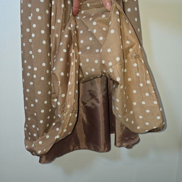 Jones Wear Polka Dot Pleated Knee Length Dress SZ 10 Tan Classic Preppy Casual - Picture 6 of 10